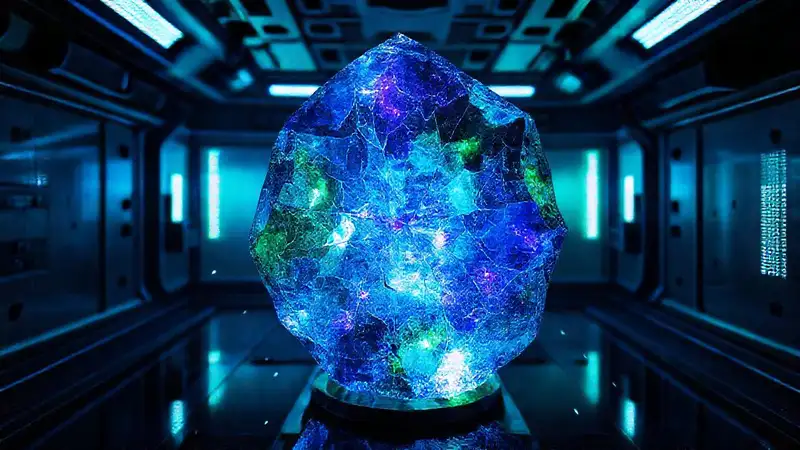 Cristales luminosos y peligrosos en cámara tecnológica