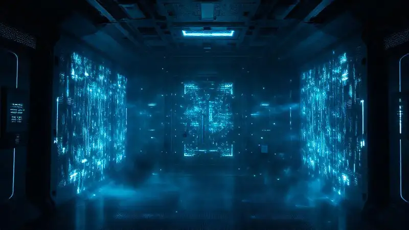 Energía misteriosa en cámara futurista