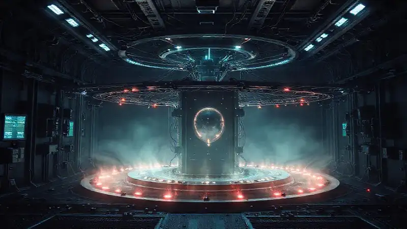 Estructura electromagnética misteriosa con seguridad futurista
