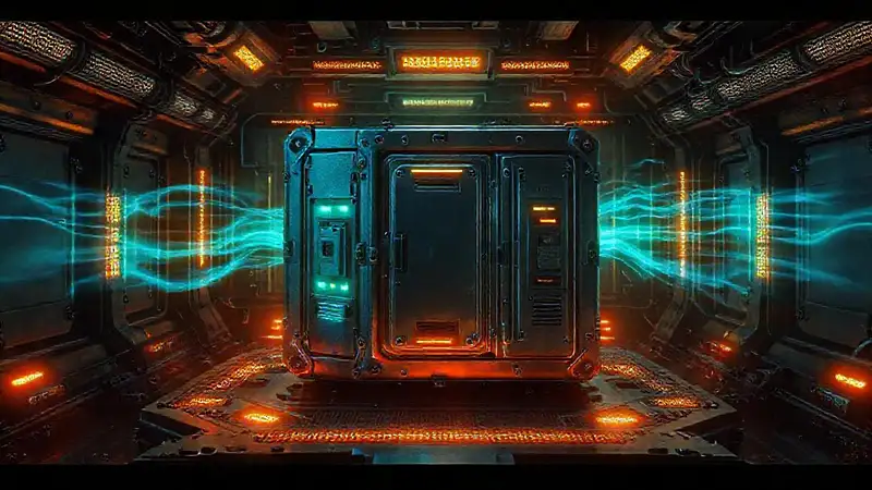 Dispositivo futurista con energía inestable y seguridad
