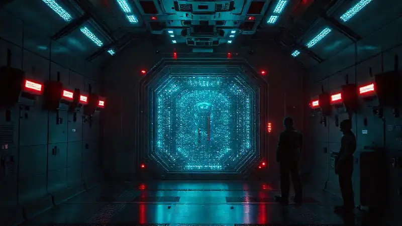 Cámara futurista con campo electromagnético y vigilancia