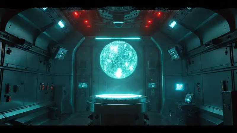 Cárcel futurista con esfera electromagnética brillante
