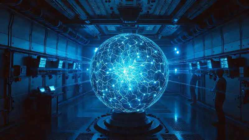 Esfera luminosa en cámara de alta tecnología