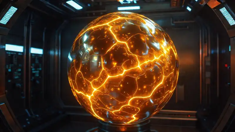 Material metálico misterioso con patrones fractales luminisos