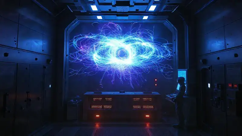 Campo energético misterioso en cámara segura futurista