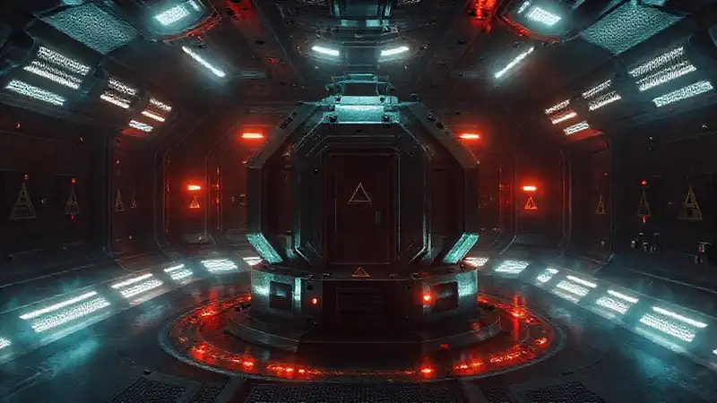 Estructura futurista con energía y peligro oculto