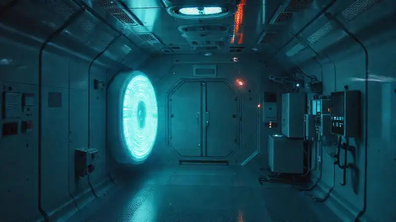 Habitat estéril y misterioso con tecnología avanzada