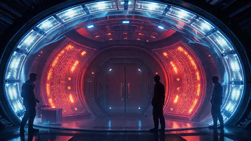 Cápsula de contención futurista y misteriosa