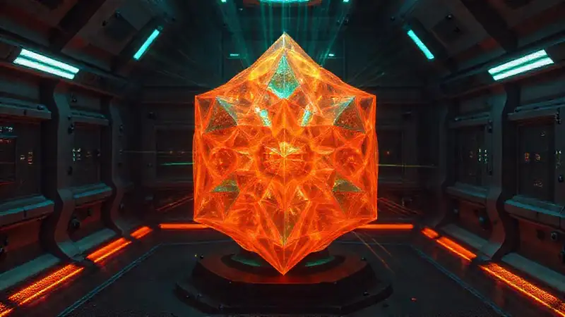 Cristal geométrico brillante en cámara segura