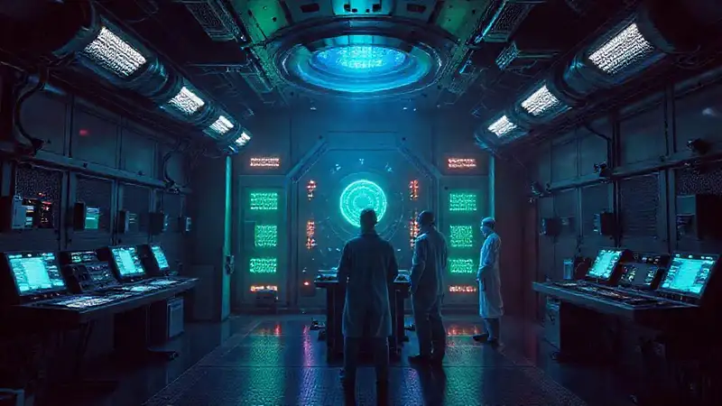 Sala de alta seguridad futurista y vigilada