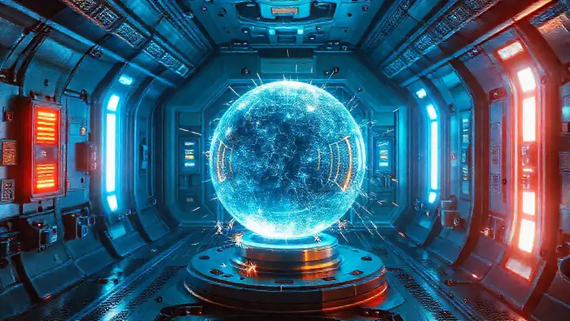 Esfera luminosa en cámara de alta tecnología