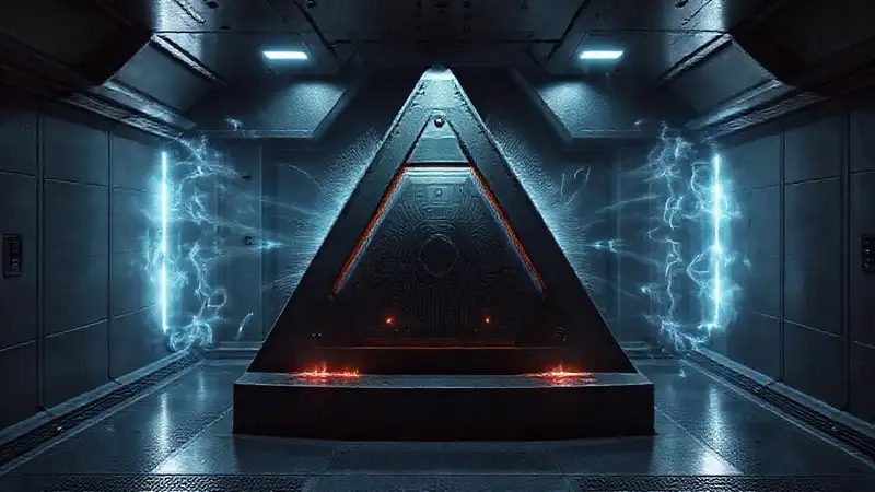Cápsula segura con objeto misterioso y brillante
