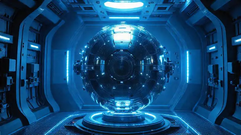 Esfera metálica en contención futurista y segura