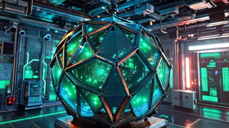 Estructura metálica futurista con energía y vigilancia