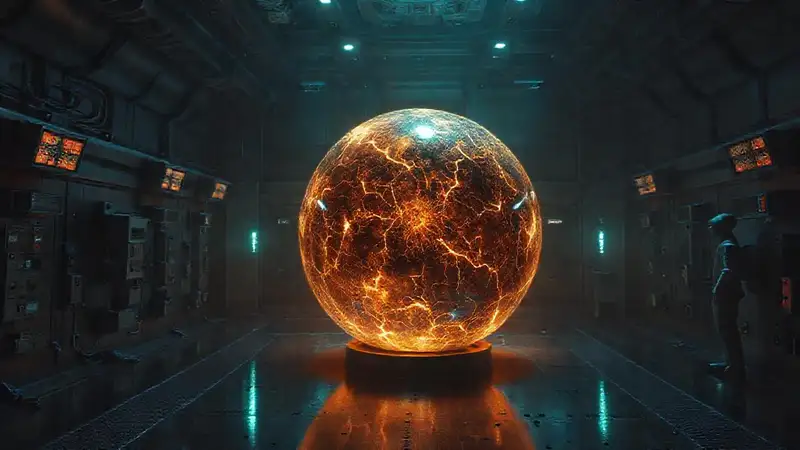 Esfera luminosa misteriosa en sala de contención