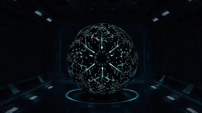 Esfera misteriosa con patrones fractales y seguridad