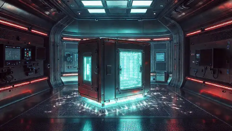 Dispositivo metálico en laboratorio de alta tecnología