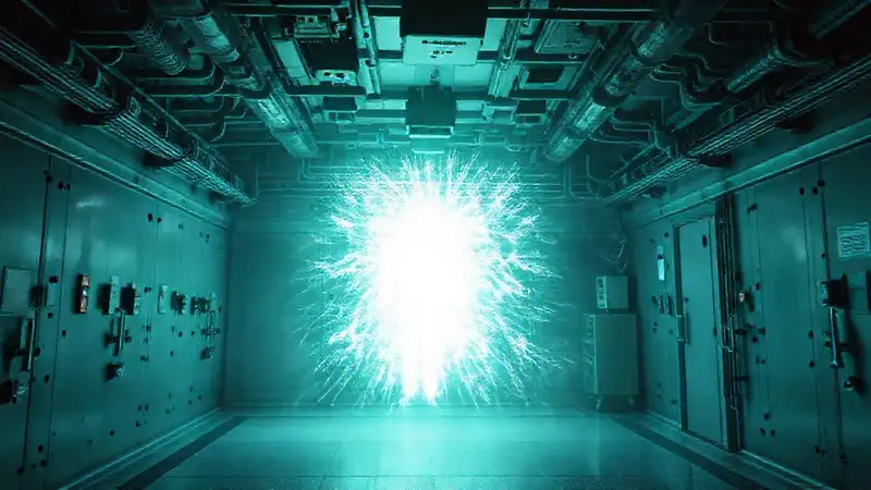Campo energético invisible en contenedor de alta tecnología