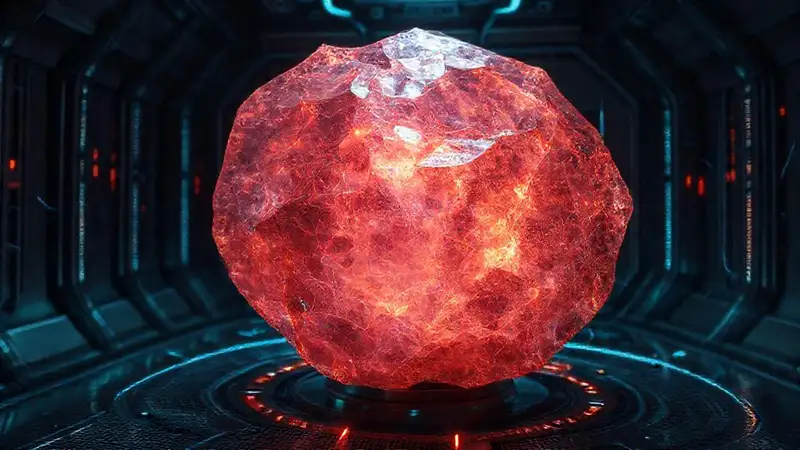 Cristal irregular brillante en entorno de seguridad