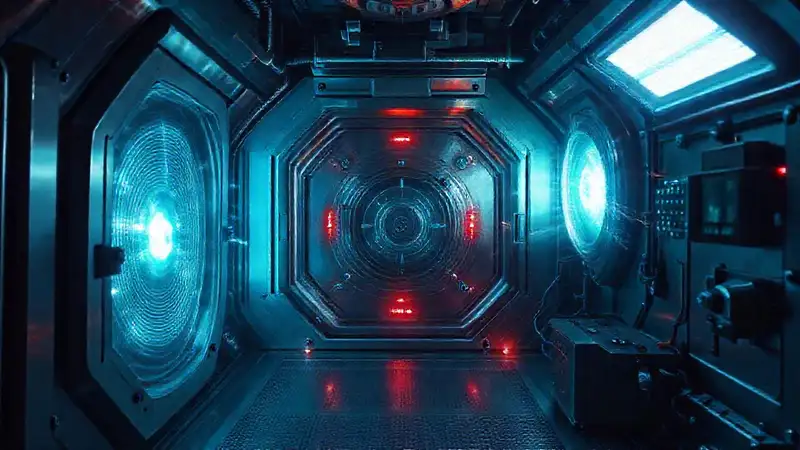 Cápsula futurista con energía y riesgo