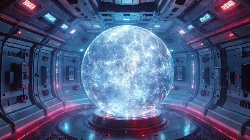 Esfera de energía futurista en cámara segura