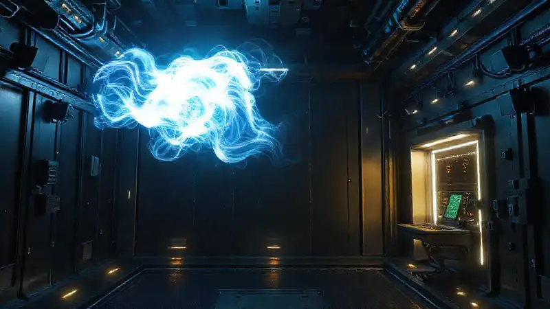 Estructura de plasma futurista en cámara segura
