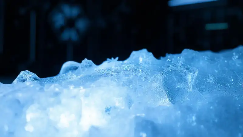 Cristal de hielo en entorno de alta tecnología