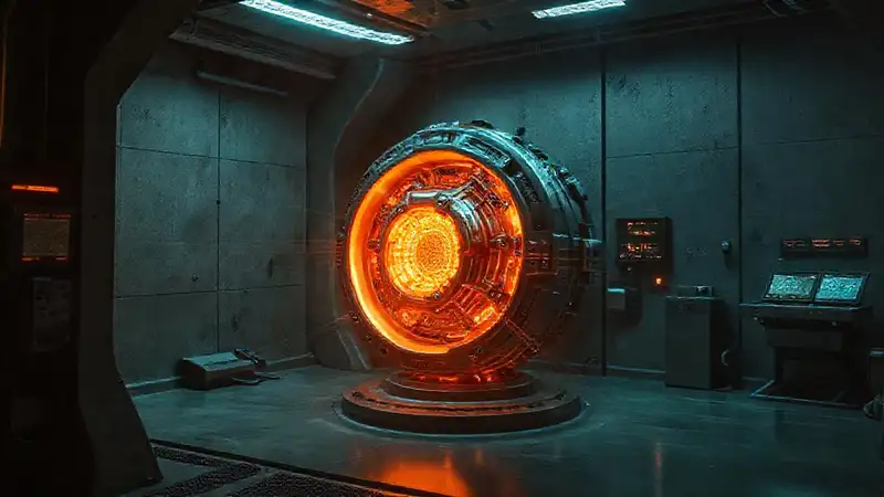 Core metálico amorfo en laboratorio futurista
