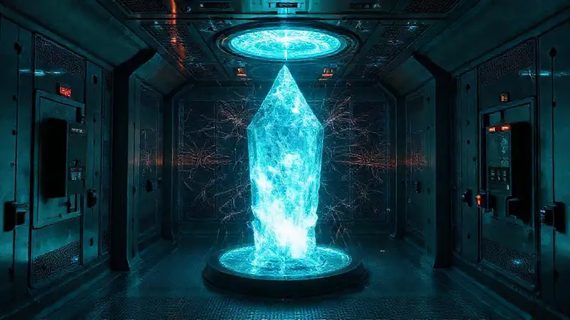 Sala segura con cristales y patrones fractales