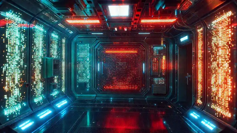 Energía luminosa y tecnología futurista misteriosa