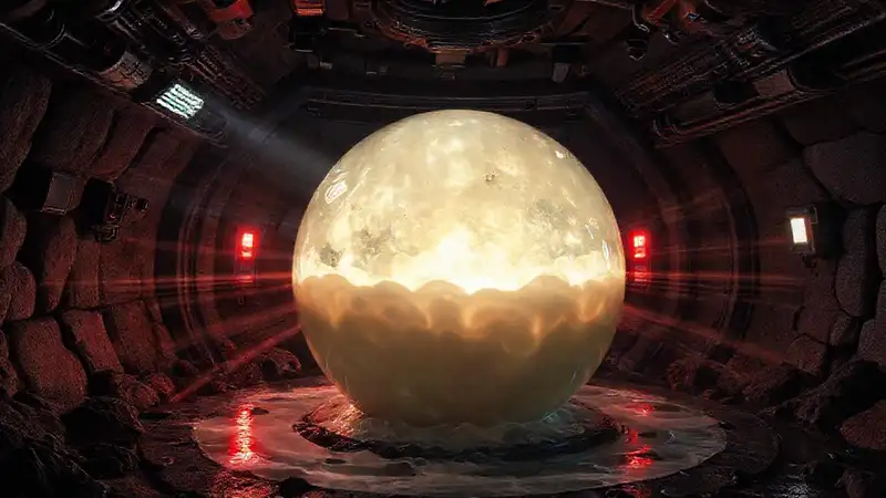 Esfera luminosa peligrosa en contención subterránea