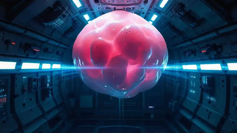 Masas gelatinosas irradiantes en contención futurista