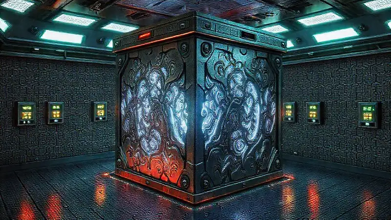 Cubos metálicos misteriosos en cámara de seguridad