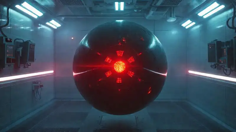 Objeto misterioso en entorno seguro y futurista