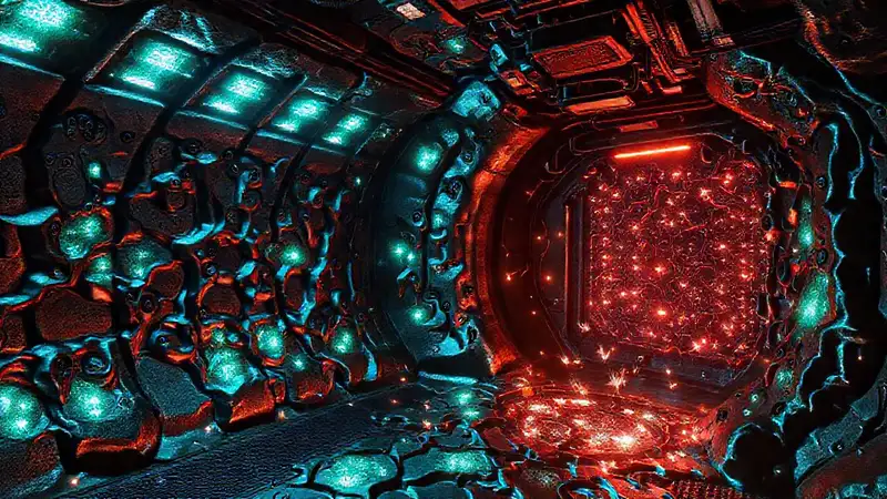 Estructura alienígena con energía y vigilancia
