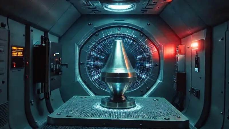 Cámara de contención con objeto misterioso brillante