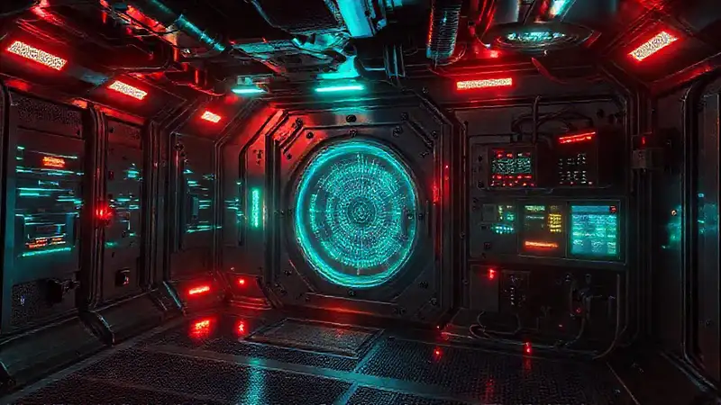 Cámara futurista con energía y sensores misteriosos