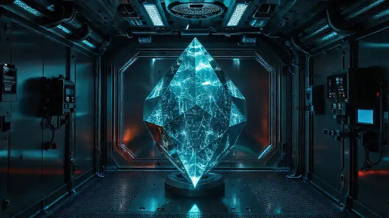 Sala de contención con objeto brillante misterioso