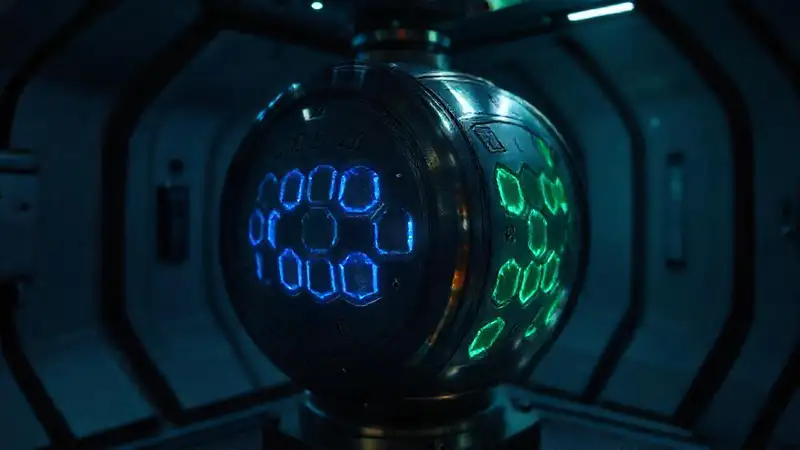 Cilindro misterioso en contención futurista