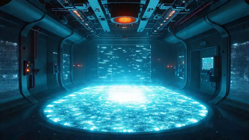 Cámara de contención con luz y seguridad futurista