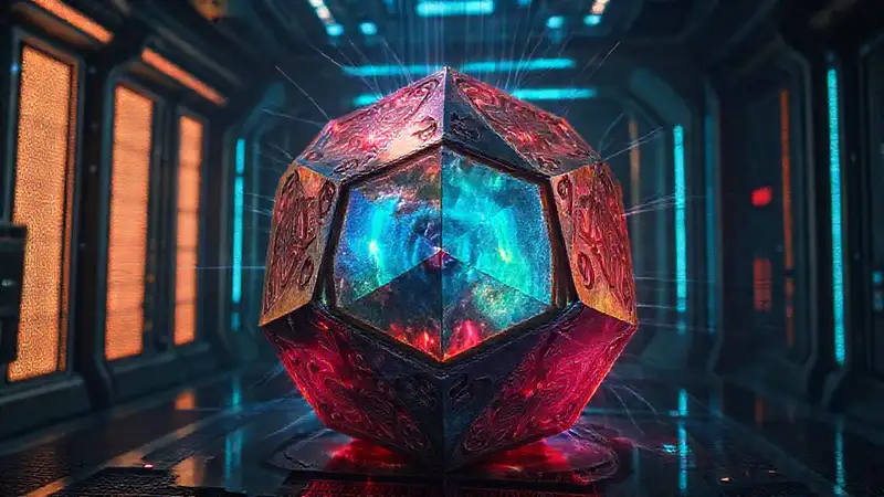 Prisma iridiscente en laboratorio de alta seguridad