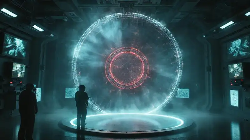 Cuadro de energía circular en sala de seguridad