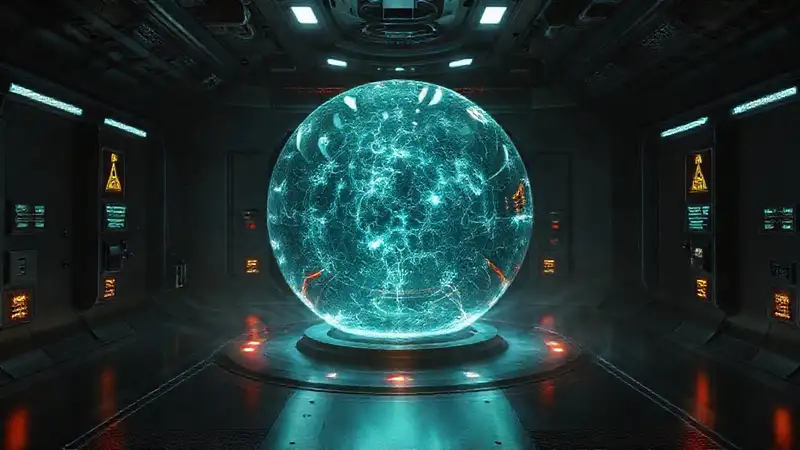 Esfera luminosa en cámara de alta tecnología