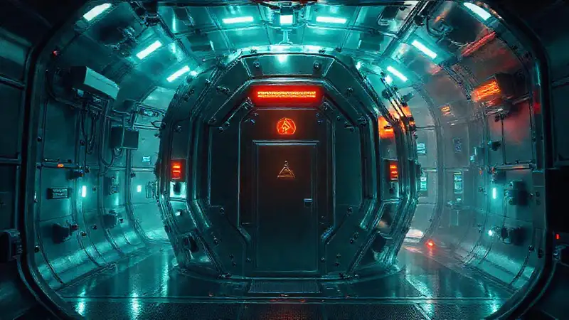 Estructura metálica futurista con seguridad avanzada