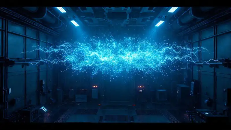 Campo energético misterioso en cámara futurista