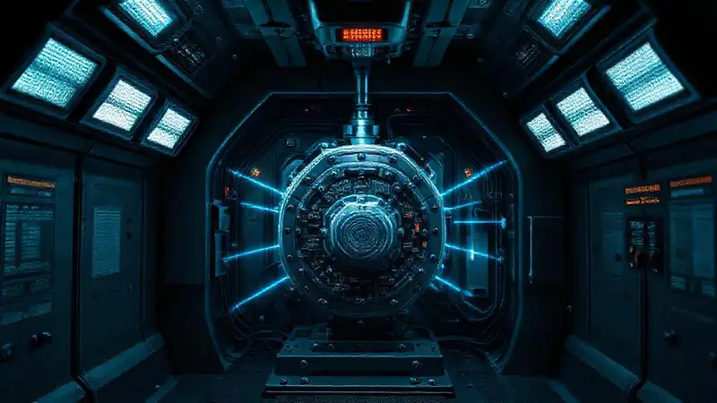 Cápsula futurista segura con dispositivo misterioso