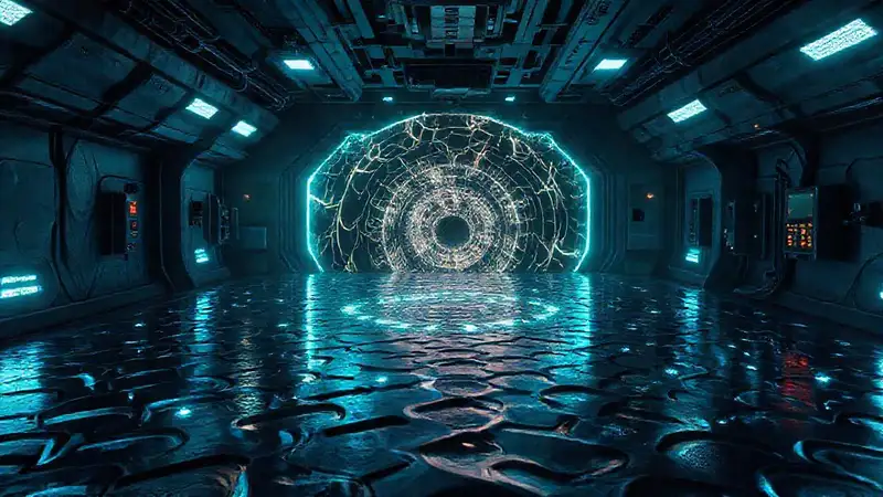Anomalía temporal misteriosa en cámara futurista