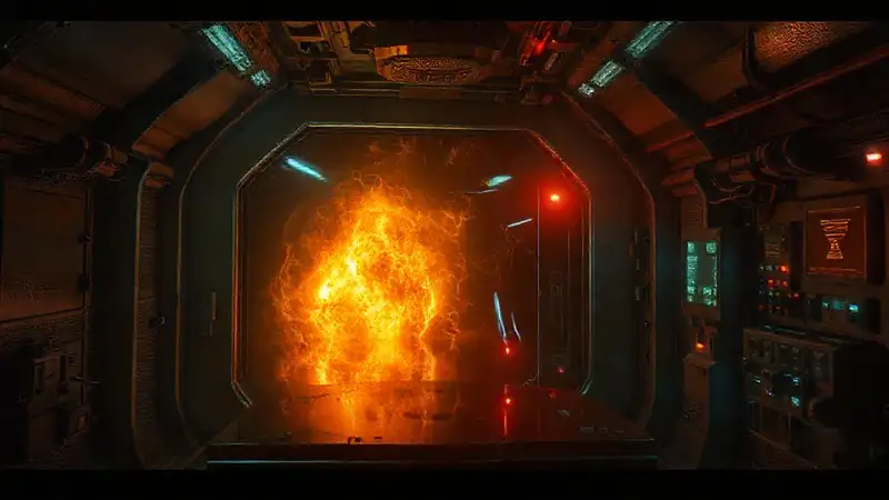 Anomalía luminosa en laboratorio seguro y futurista