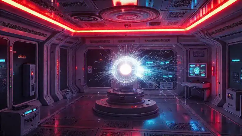 Laboratorio futurista con energía y seguridad