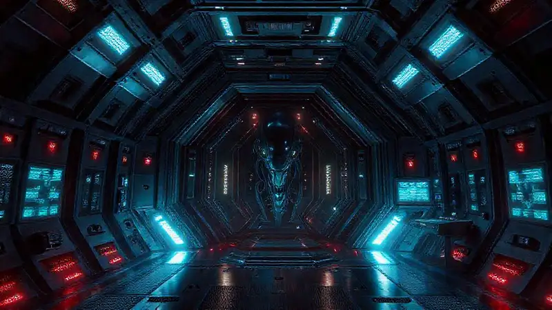 Cámara futurista de contención con seguridad avanzada